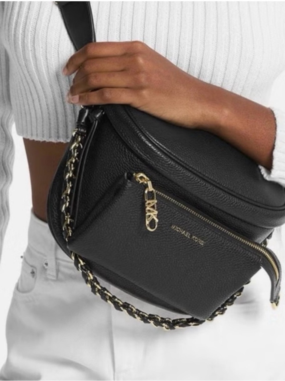 MICHAEL Michael Kors Slater Medium Sling Pack with gold-tone hardware.
